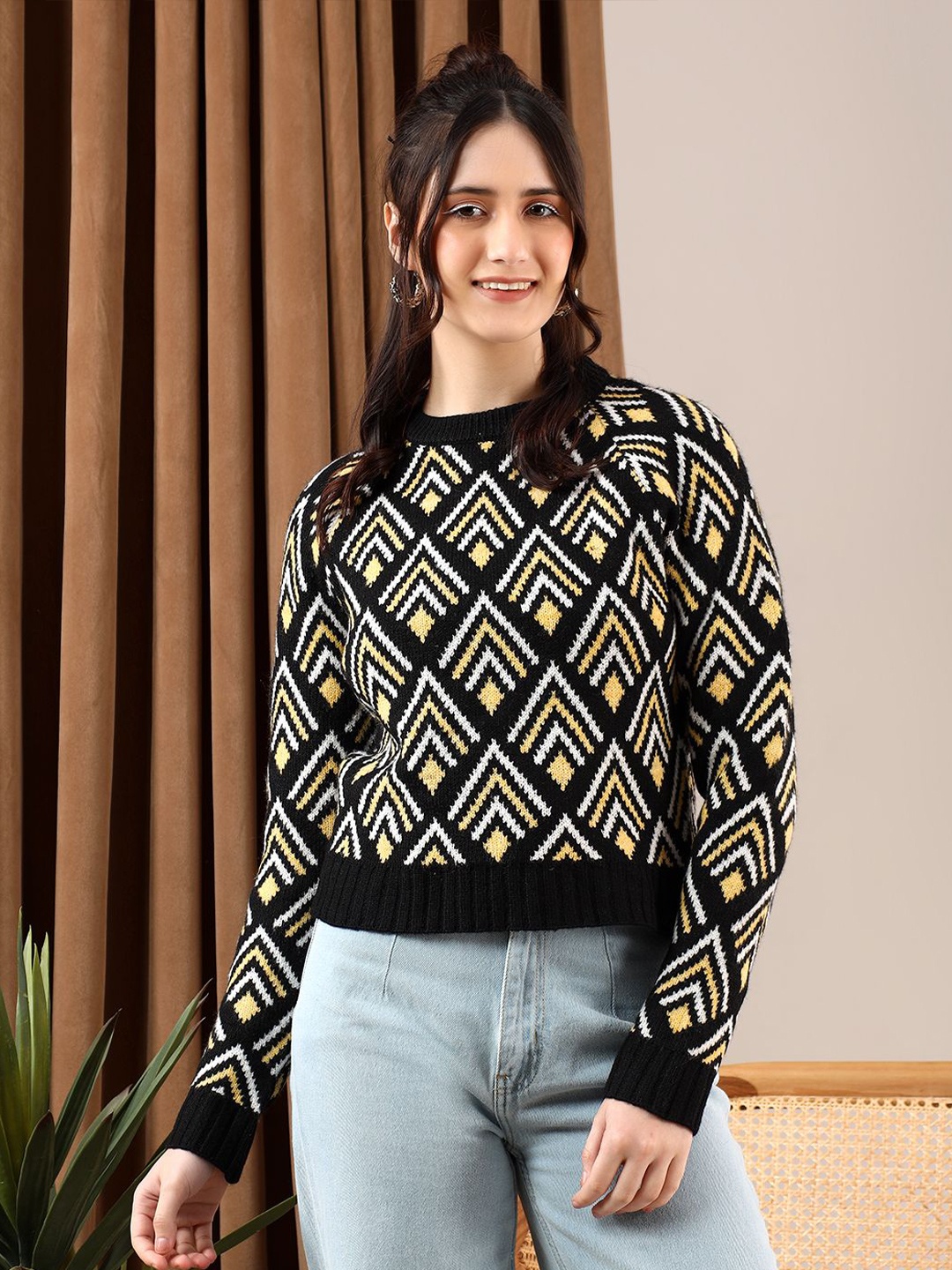 

Stylecast X Kotty Women Self Design Pullover, Black