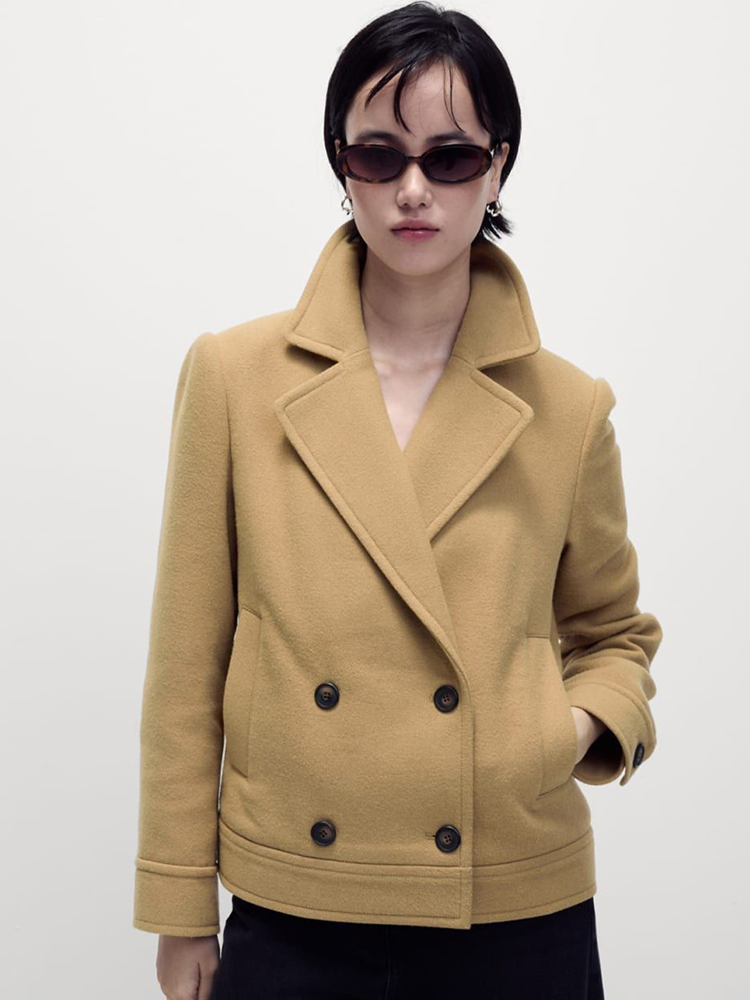 

Marks & Spencer Women Double Breasted Short Peacoat, Beige