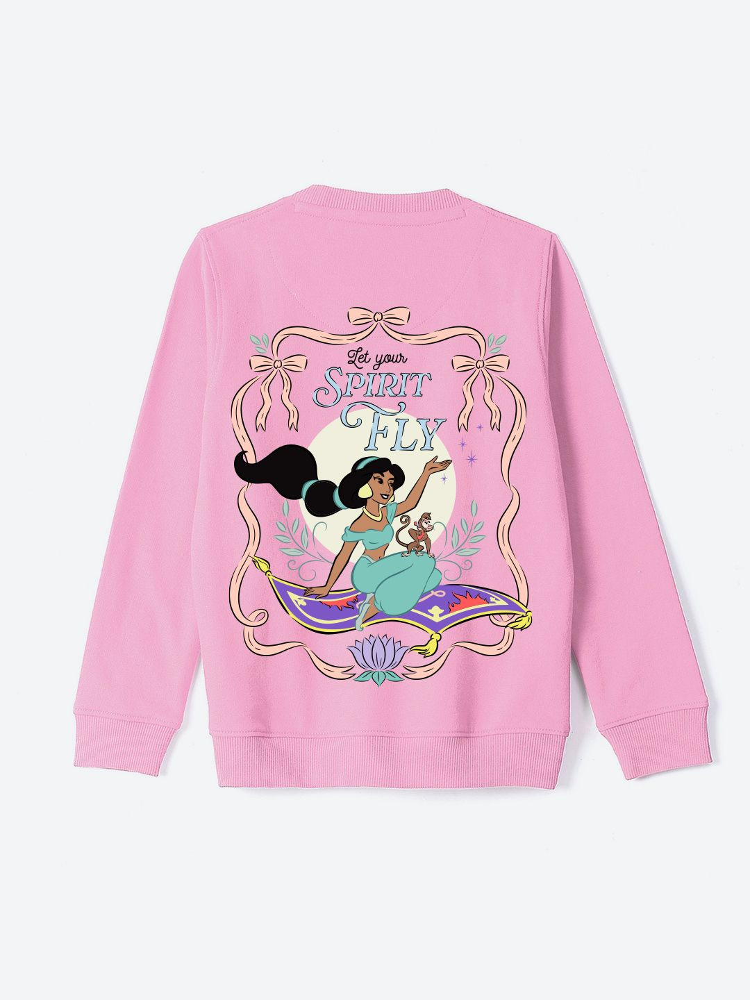 

YK Disney Girls Disney Princess Printed Round Neck Pullover Sweatshirt, Pink