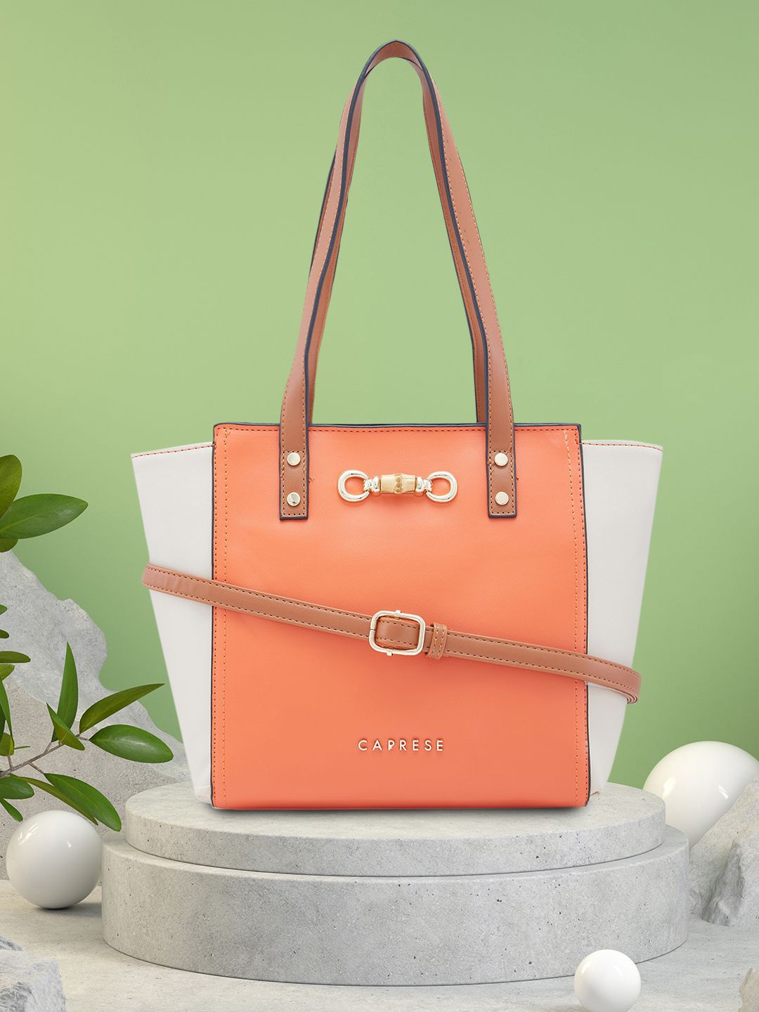 

Caprese PU Structured Shoulder Bag, Orange