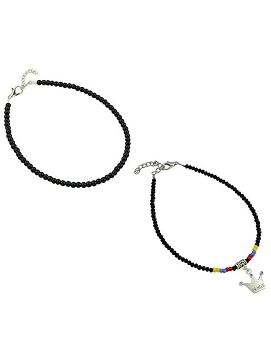 

HIGH TRENDZ Women Set of 2 Anklets, Black