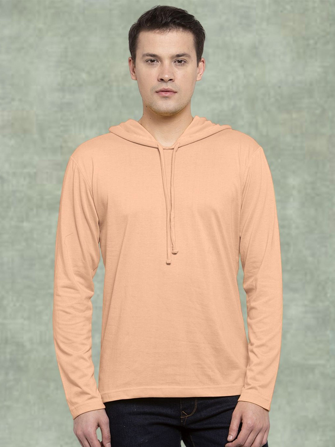 

Friskers Men Coral Cotton Solid Hoodie T-shirt
