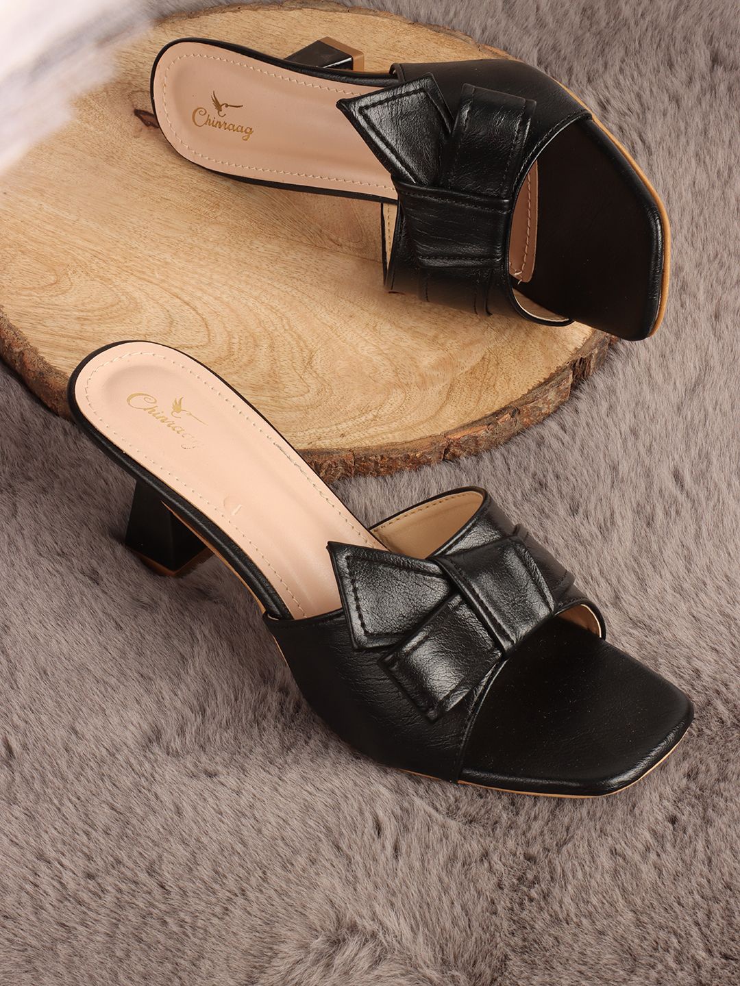

CHINRAAG Women Block Heels Sandals, Black