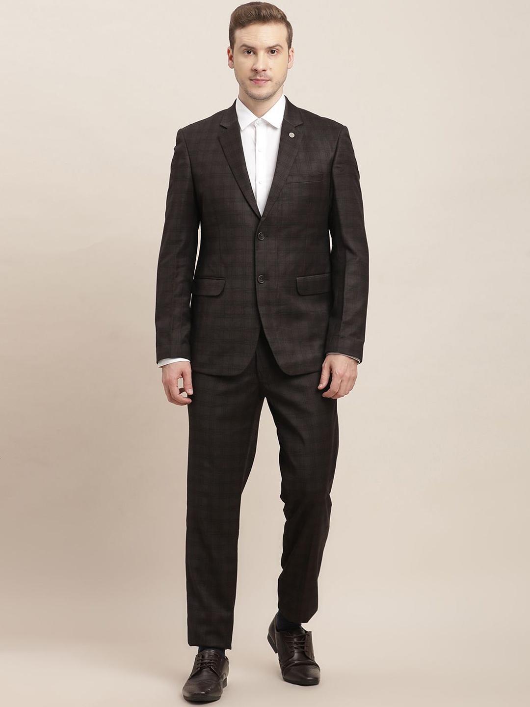 

Turtle Men Tailored-Fit Single-Breasted Three-Piece Suit, Brown