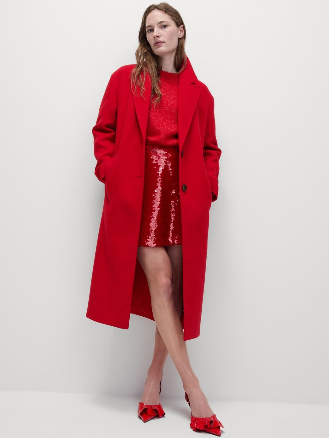 

Marks & Spencer Women Single-Breasted Overcoat, Red