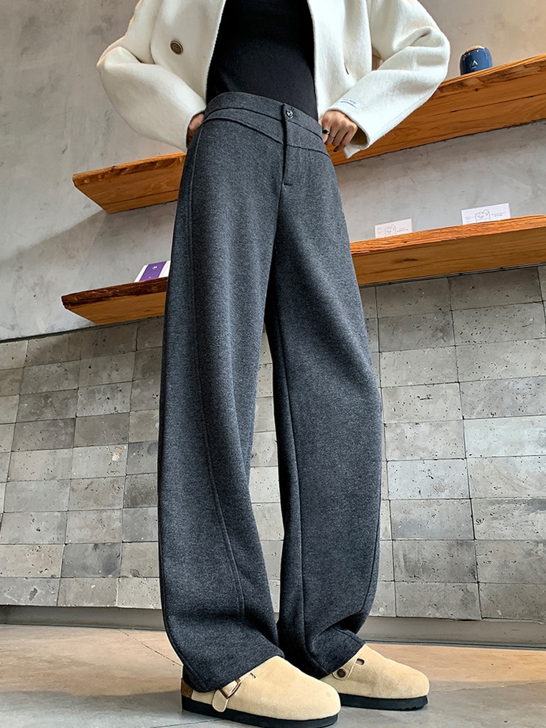 

LULU & SKY Women Loose Fit Wide Leg Trousers, Grey