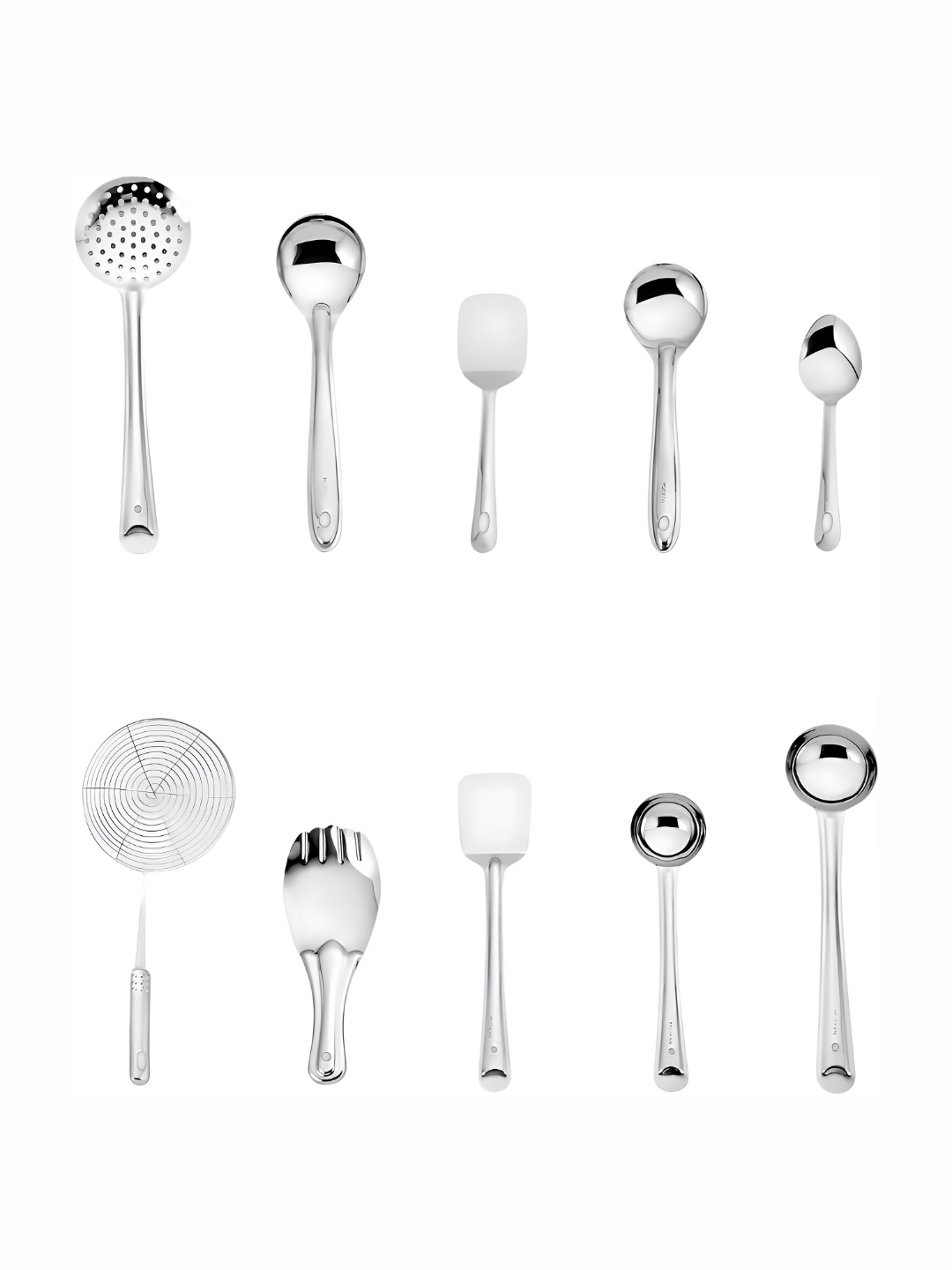 

Classic Essentials 10 Pieces Stainless Steel Cooking & Serving Spatula, Silver