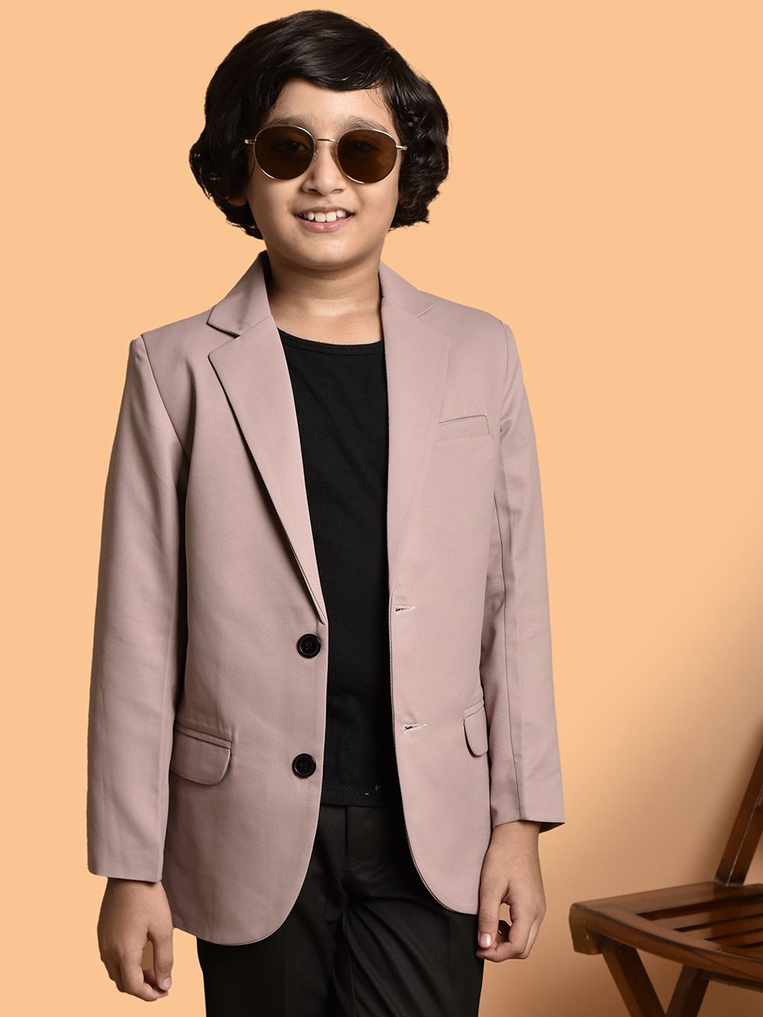 

PRINTINDIA Boys Slim-Fit Notched Lapel Single-Breasted Blazer, Purple