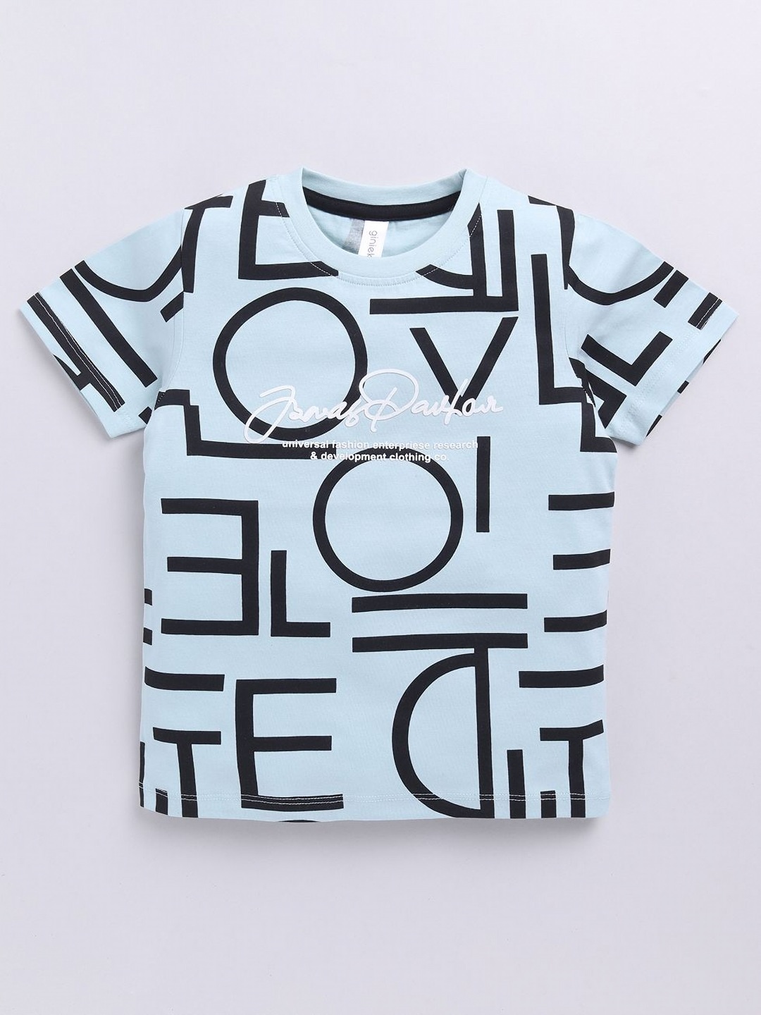 

Ginie Boys Typography Printed T-shirt, Blue