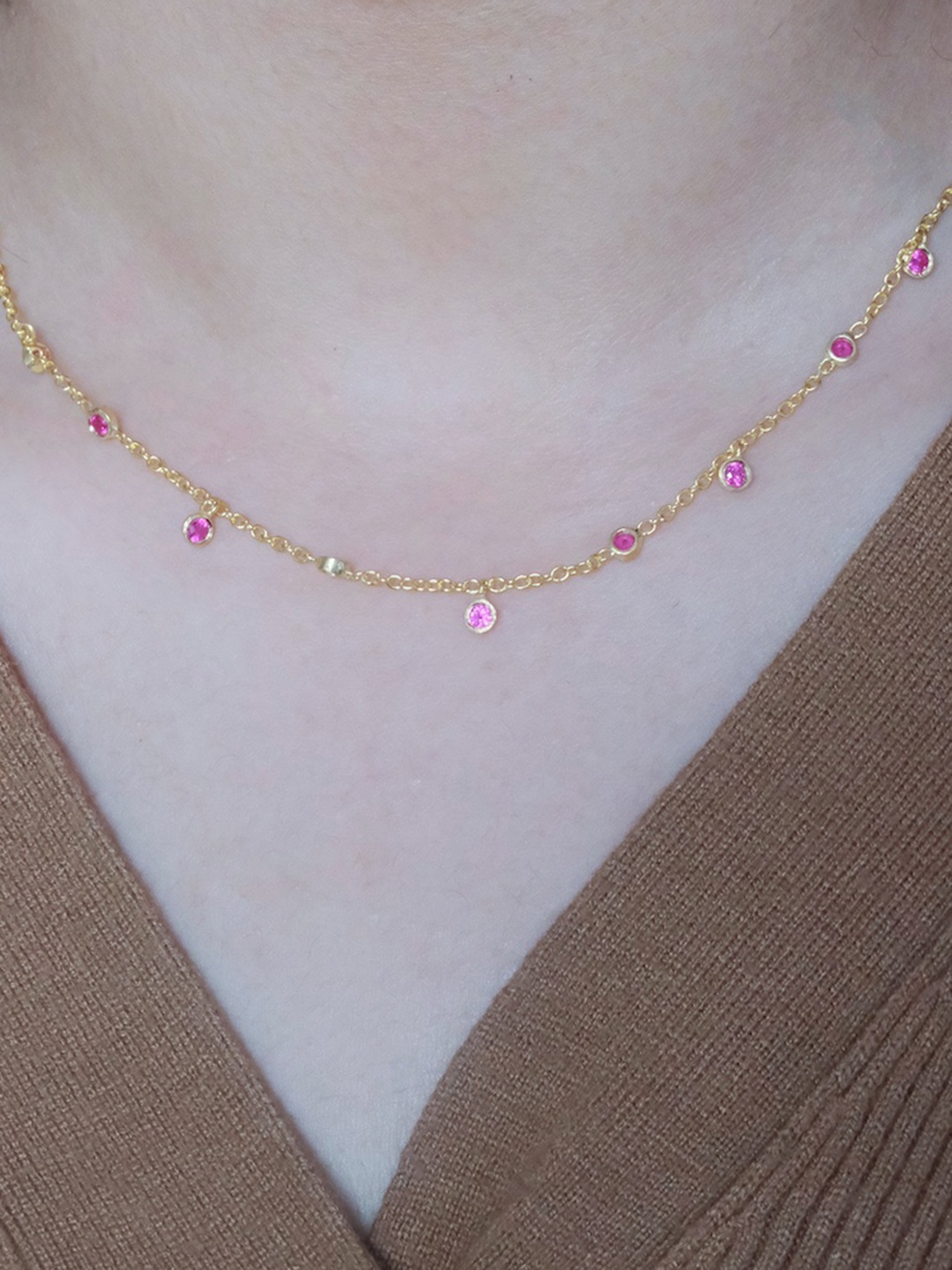 

Anushka Jain Jewellery 925 Sterling Silver Artificial Stones Gold Plated Necklace