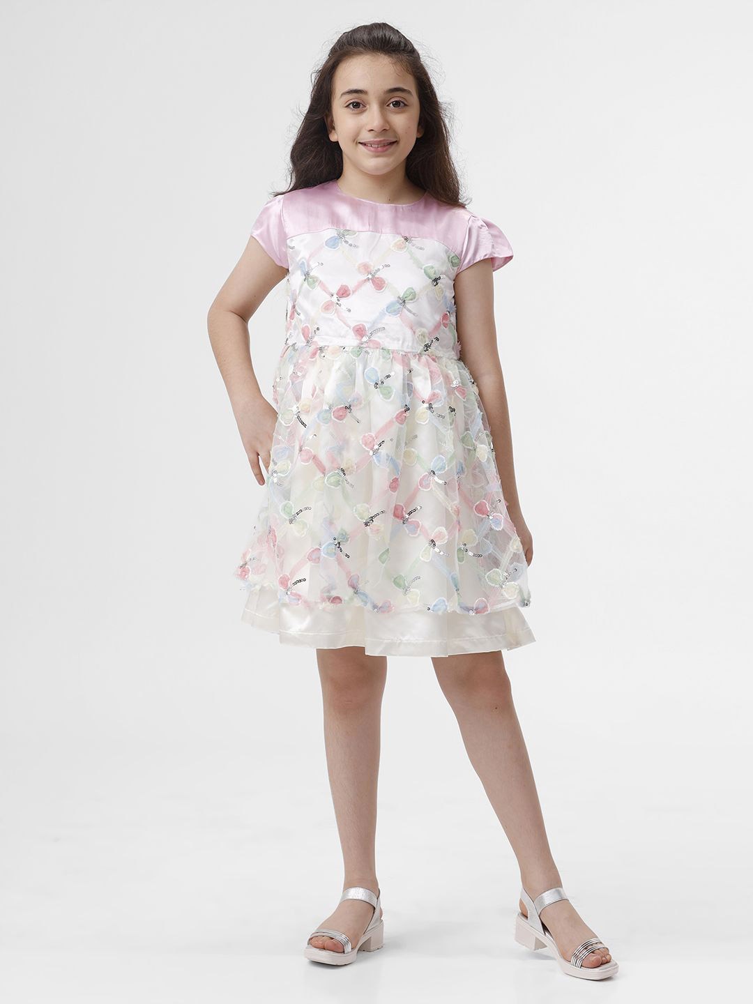 

KATE & OSCAR Girls Embroidered Fit & Flare Dress, White