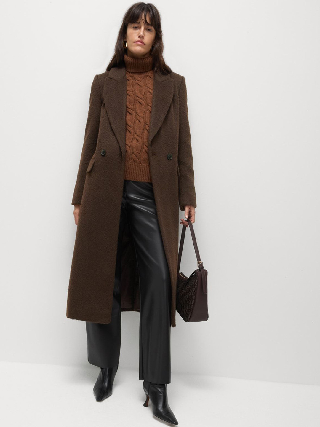 

Marks & Spencer Women Notched Lapel Longline Coat, Brown