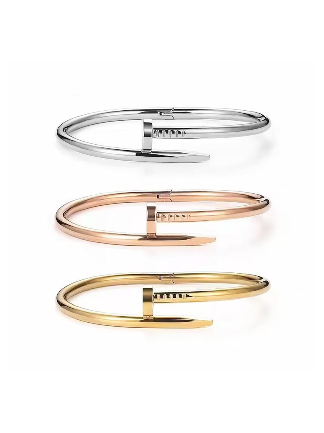 

DIVASTRI Women Pack Of 3 Gold-Plated American Diamond Antique Anti Tarnish Kada Bracelet