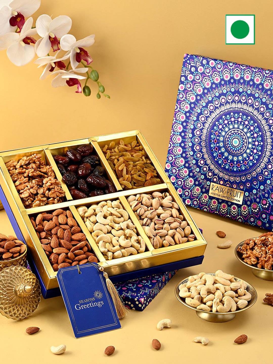 

RawFruit Set Of 6 Dry Fruits Gift Box, Blue