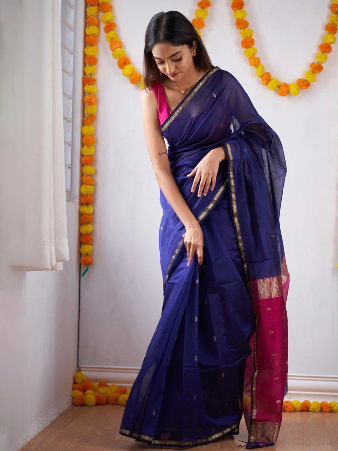 

Visit Wear Ethnic Motifs Woven Design Zari Pure Silk Banarasi Saree, Blue