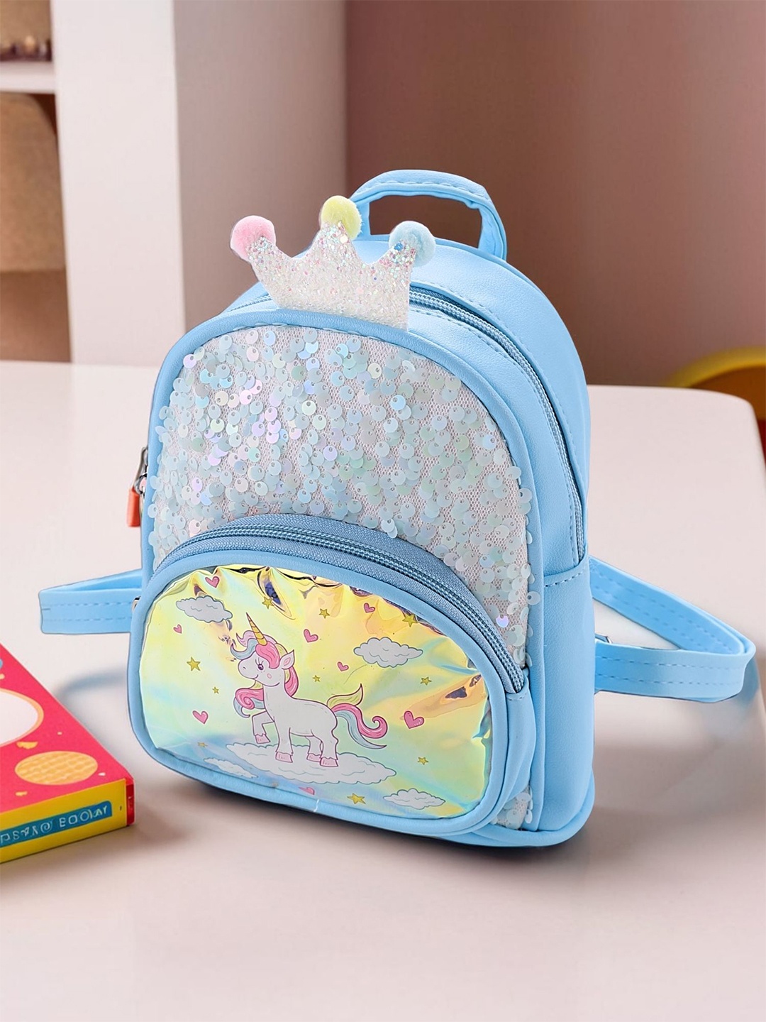 

Tinker Squad Unicorn Sequence Sparkling Tuquoise Cute Picnic Small Backpack, Blue