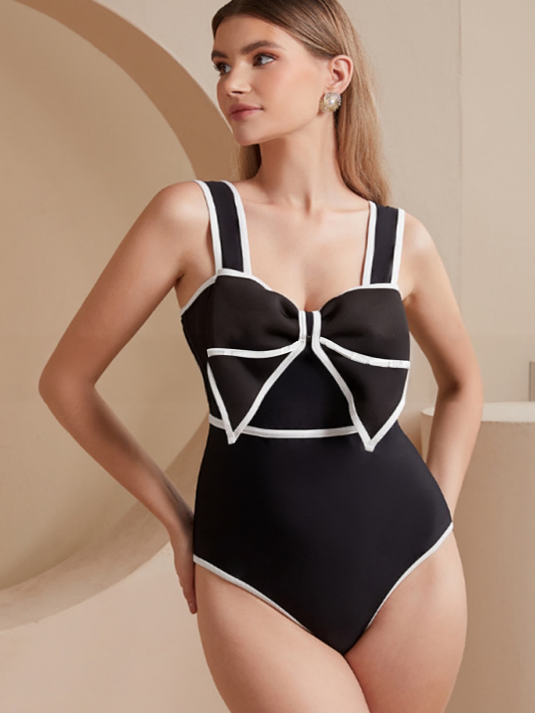 

LULU & SKY Women Swimwear Bodysuit, Black