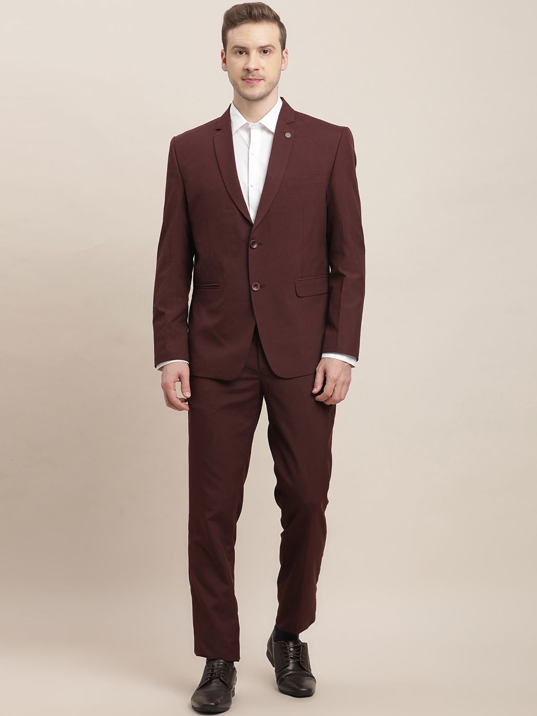 

Turtle Men Tailored-Fit Single-Breasted Two-Piece Suit, Maroon