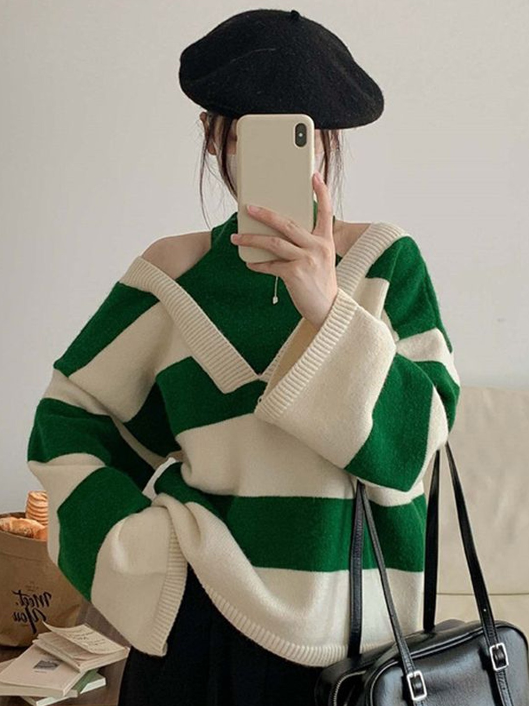 

LULU & SKY Women Striped Pullover, Green