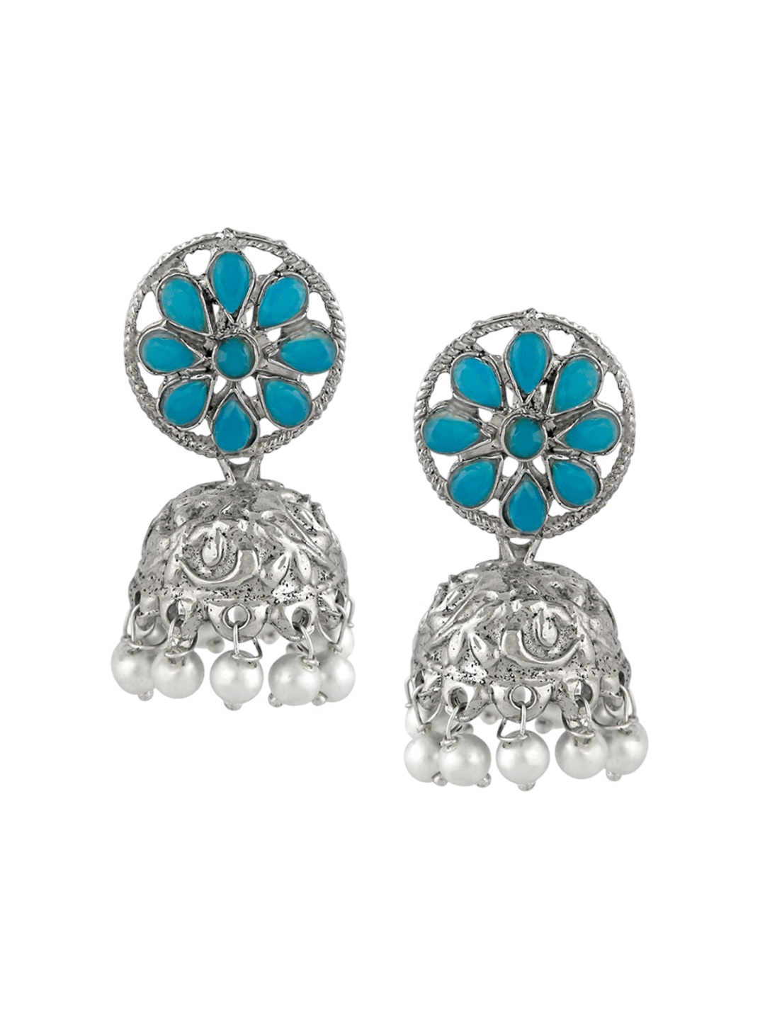 

Stefan Rhodium-Plated Floral Jhumkas, Silver