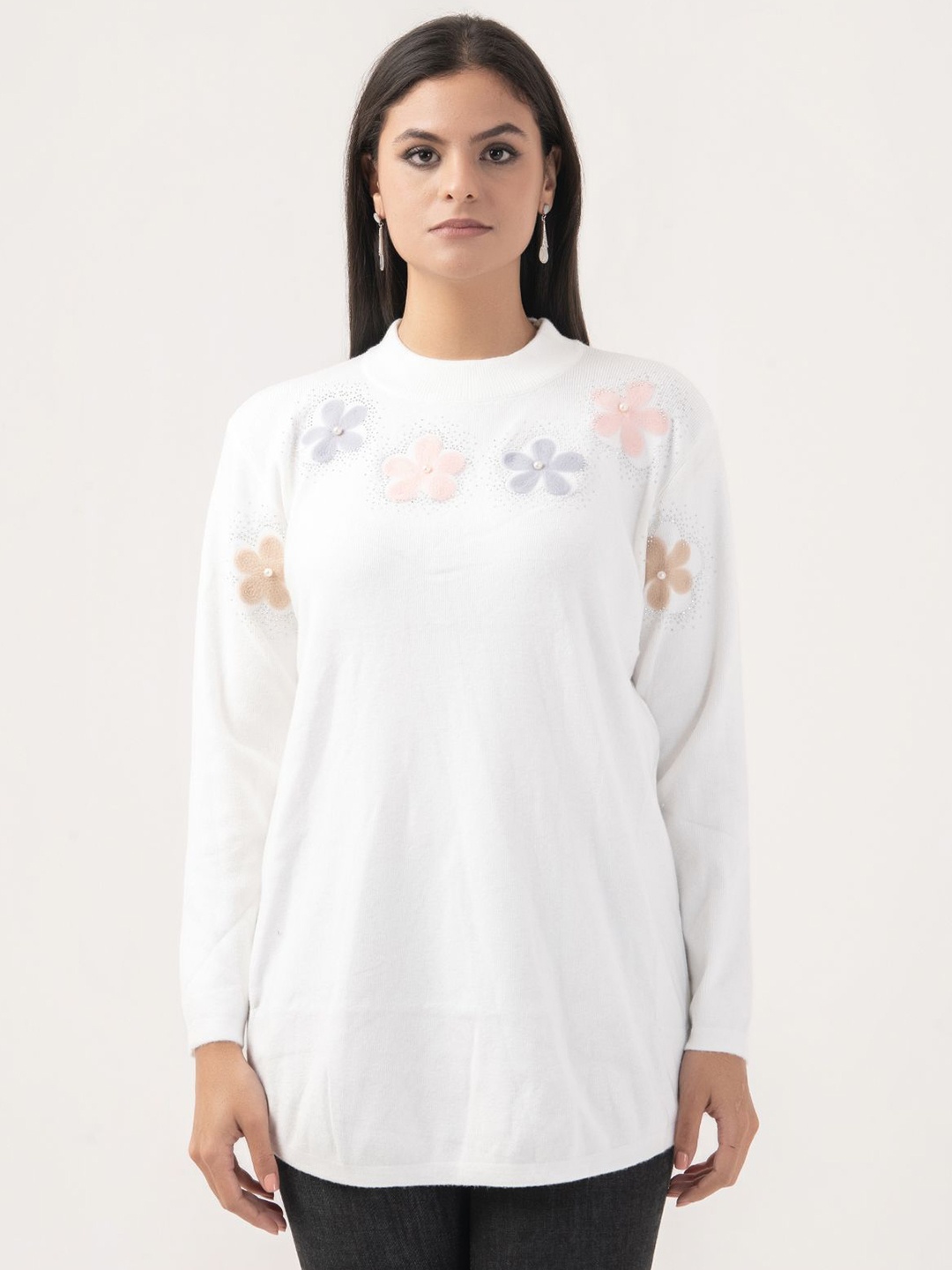 

Albion By CnM Women Floral Pullover, White