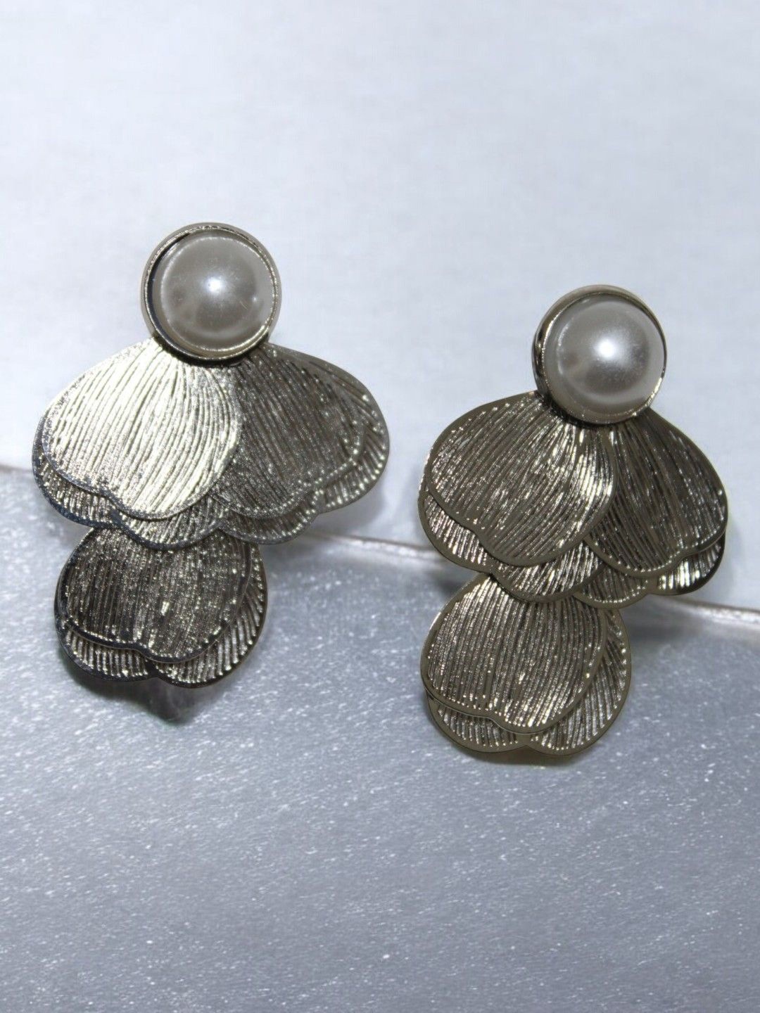 

Jolly Faces Artificial Stones and Beads Contemporary Stud Earrings, Silver