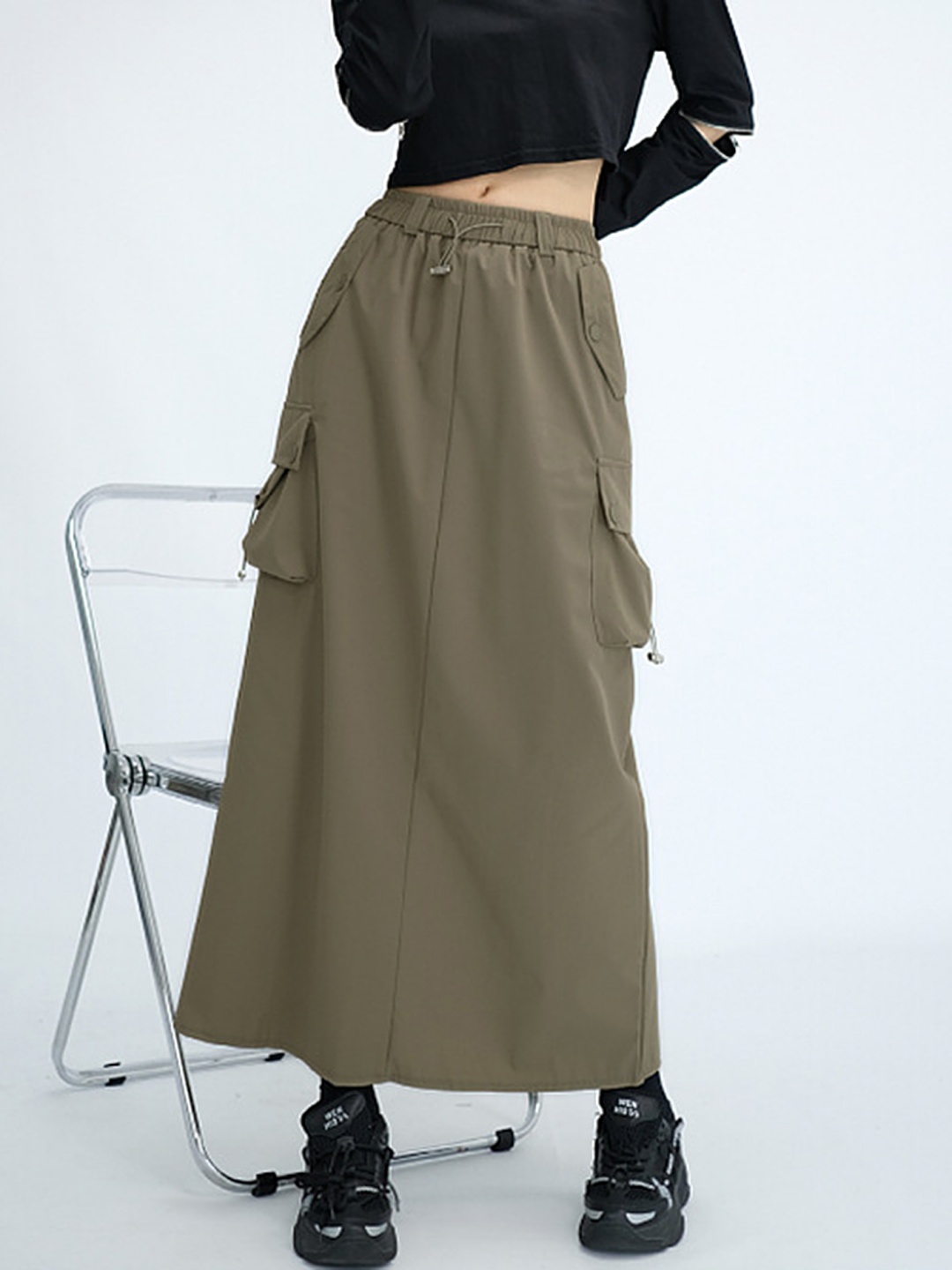 

LULU & SKY Women A-Line Midi Skirt, Khaki