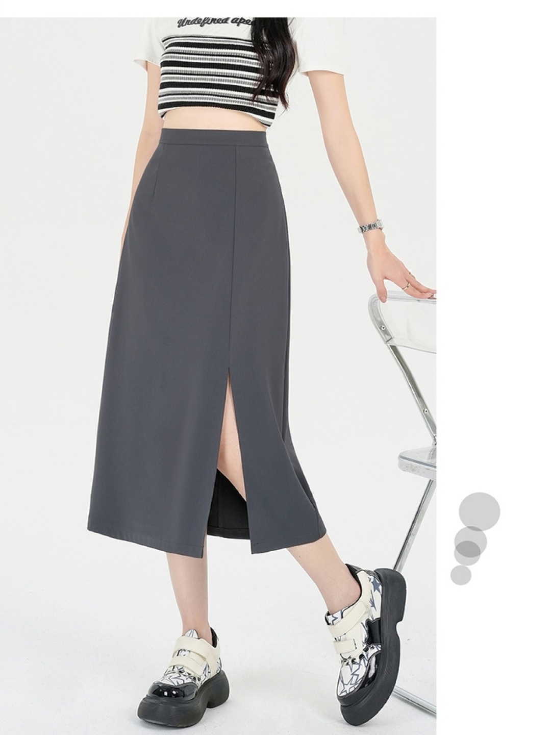

LULU & SKY Women A-Line Midi Skirt, Grey