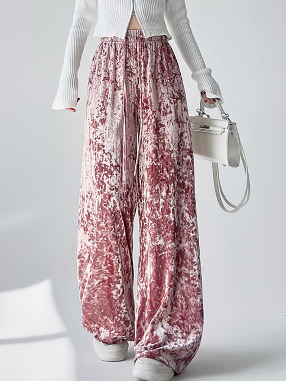 

LULU & SKY Women Tie & Dye Loose Fit High-Rise Trousers, Pink
