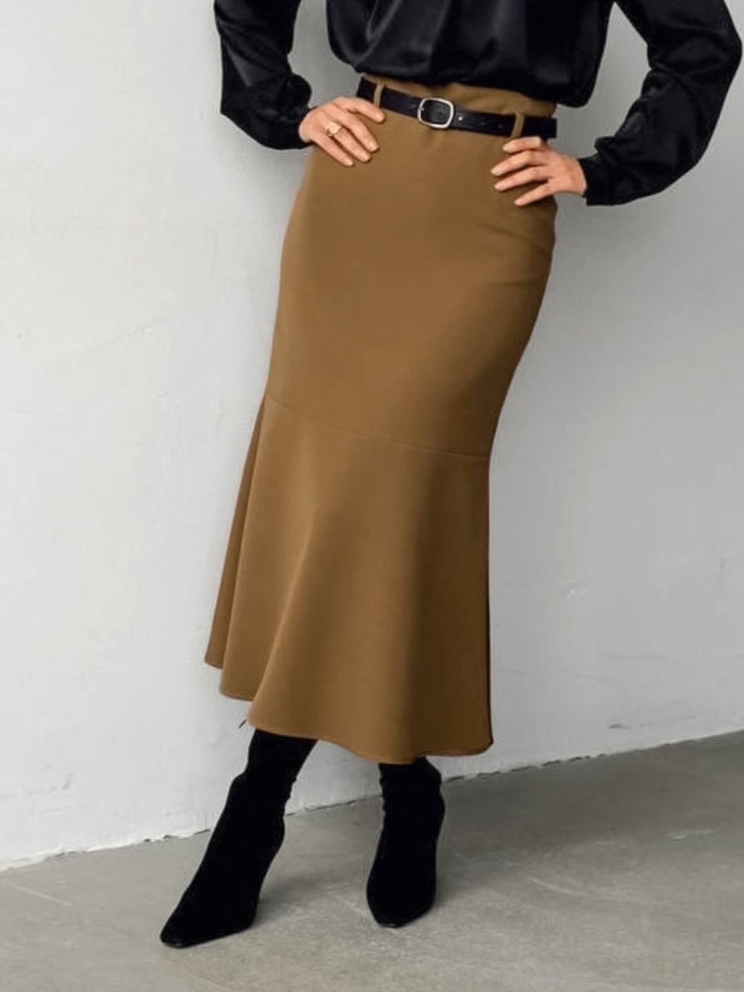 

LULU & SKY Women Fishtail Midi Skirt, Brown
