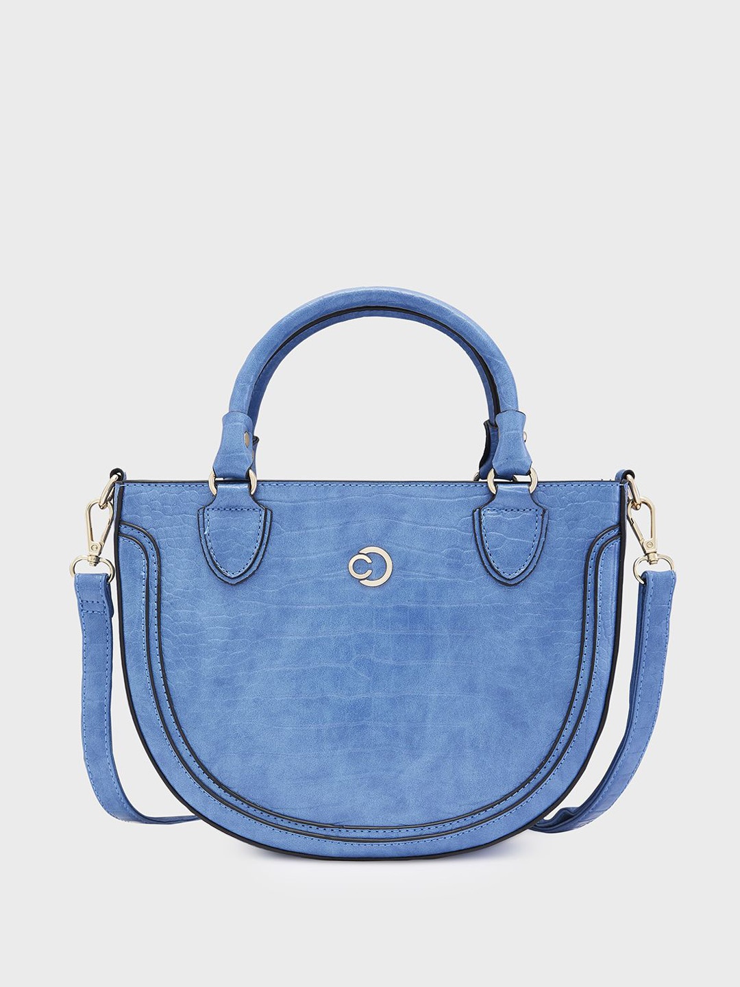 

Caprese Animal Printed PU Half Moon Satchel Bag, Blue
