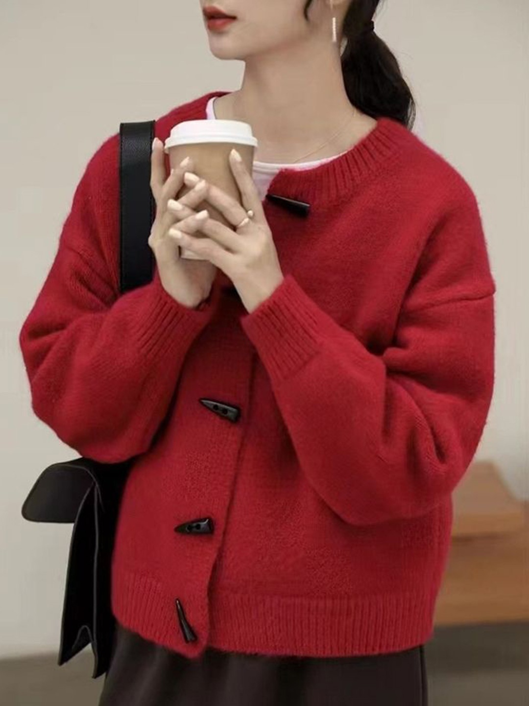 

LULU & SKY Women Knitted Cardigan, Red