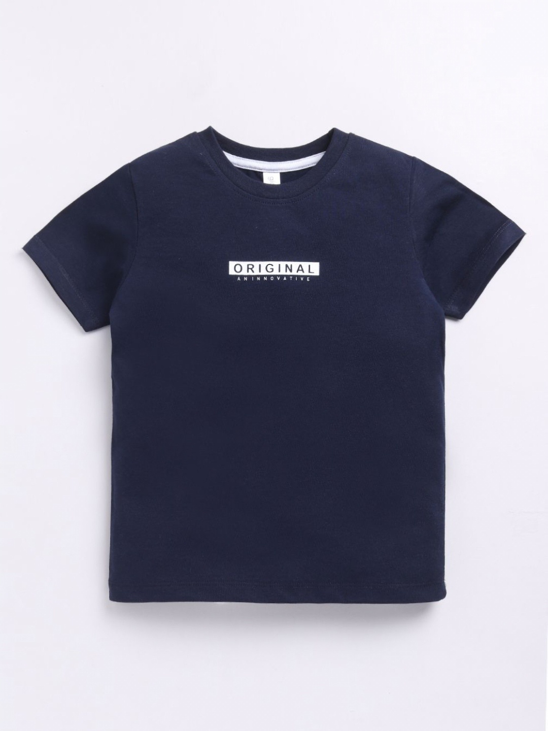 

Ginie Boys Typography Printed Round Neck Pure Cotton T-shirt, Navy blue