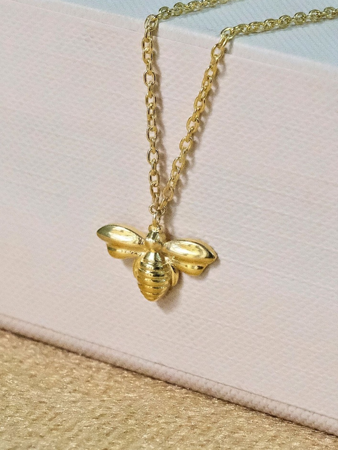 

Anushka Jain Jewellery 925 sterling silver Gold-Plated Bee-Shaped Pendant With Chain