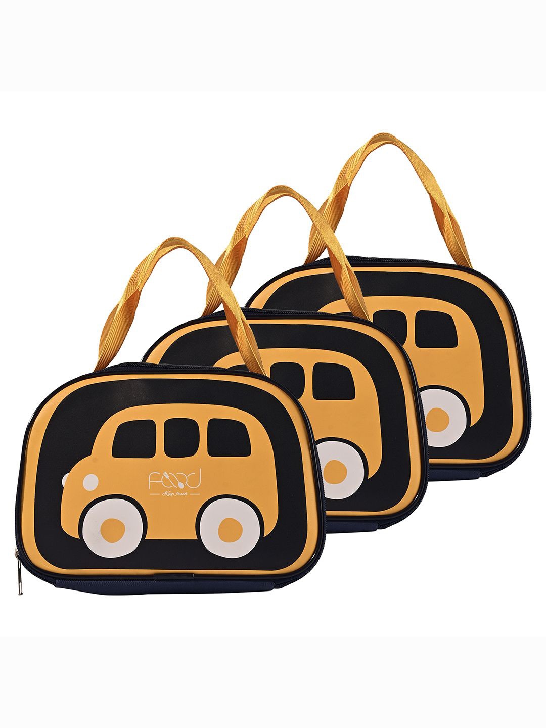 

Kuber Industries Set of 3 Other Prints Insulated Lunch bags Travel Accessory, Black