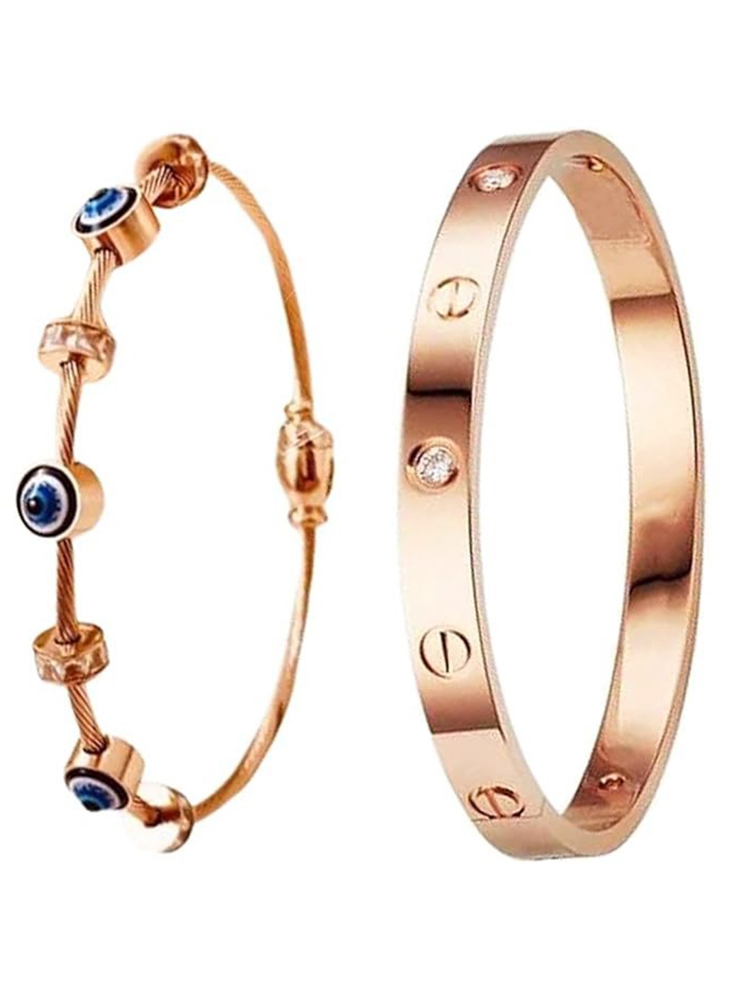 

MEENAZ Set Of 2 Gold-Plated AD Studded Stainless Steel Anti Tarnish Kada Bracelet