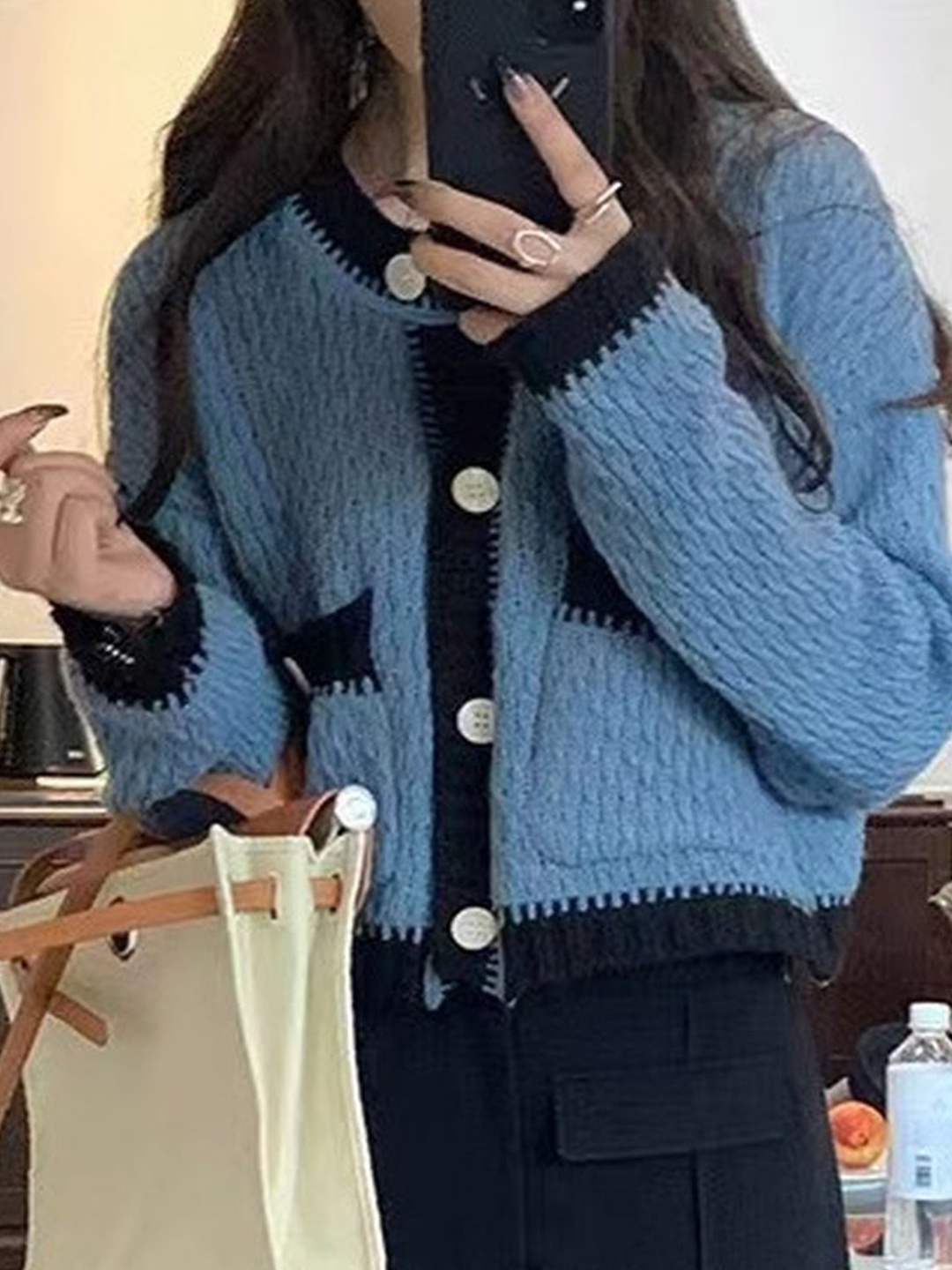 

LULU & SKY Women Cable Knit Cardigan, Blue