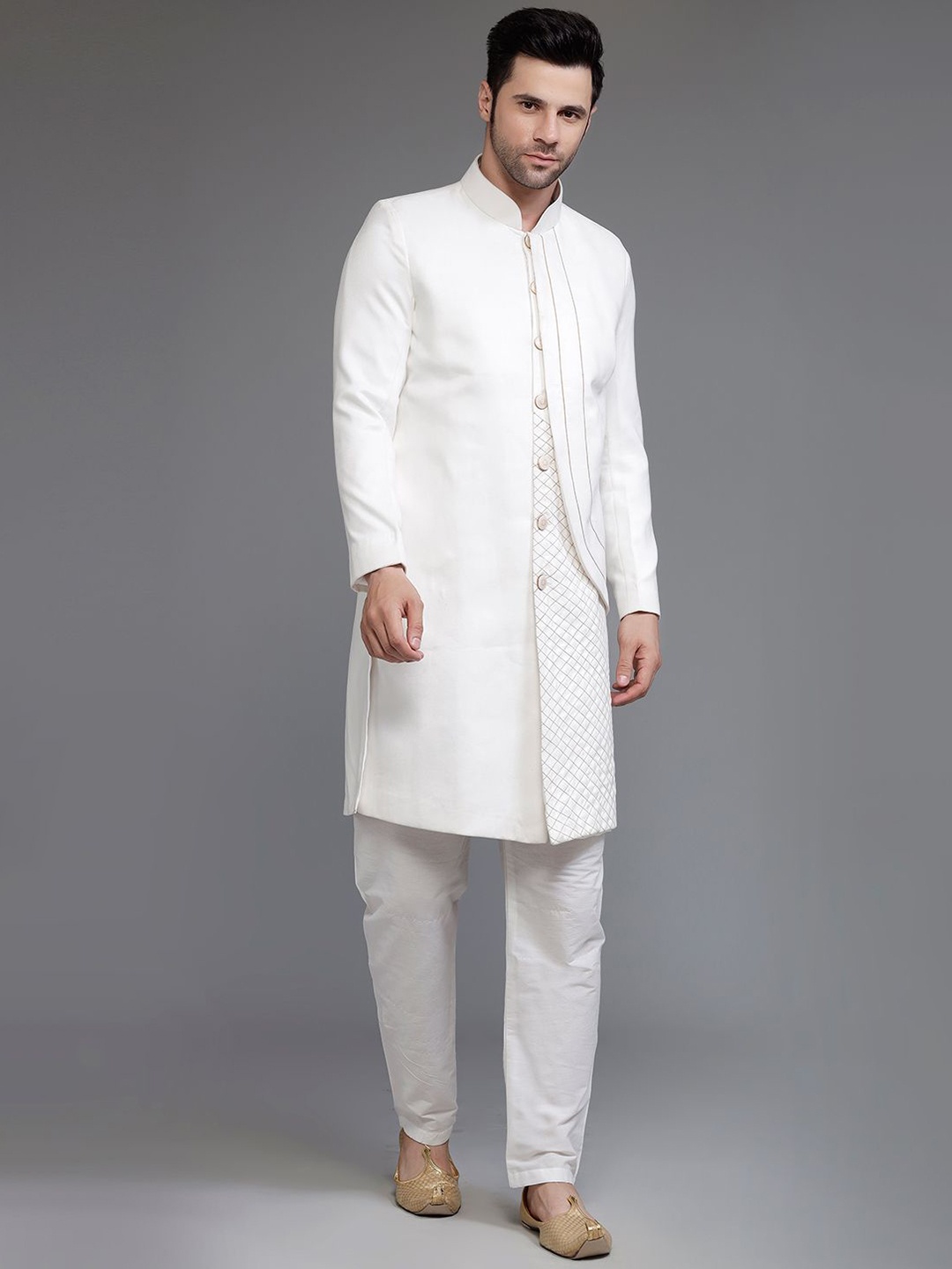 

Utsav Fashion Embroidered Sherwani Set, Off white