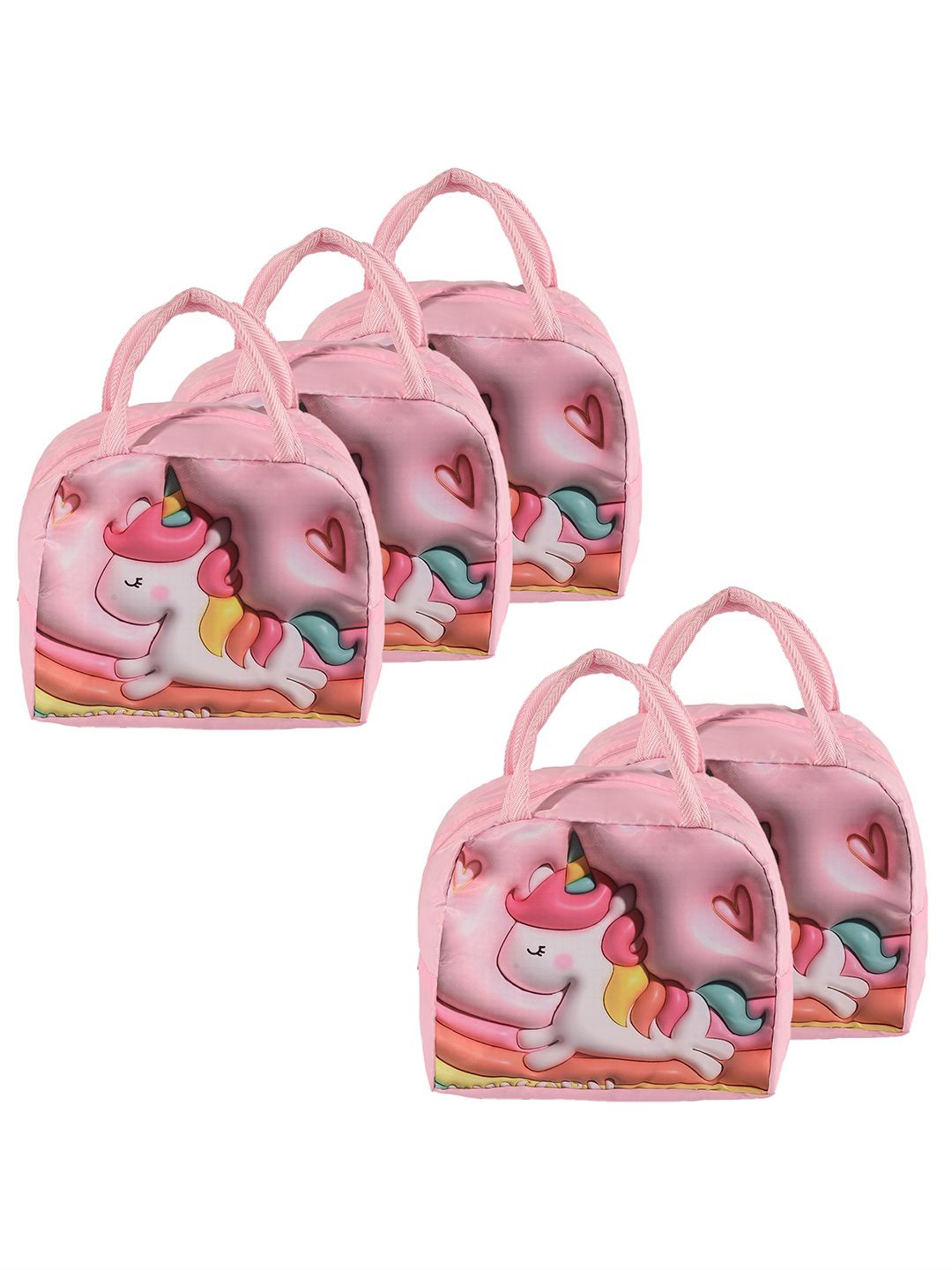 

Kuber Industries Set of 5 Other Prints Lunch bags Travel Accessory, Pink