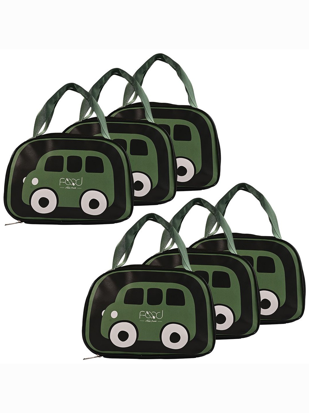 

Kuber Industries Set of 6 Other Prints Lunch Bags Travel Accessory, Black