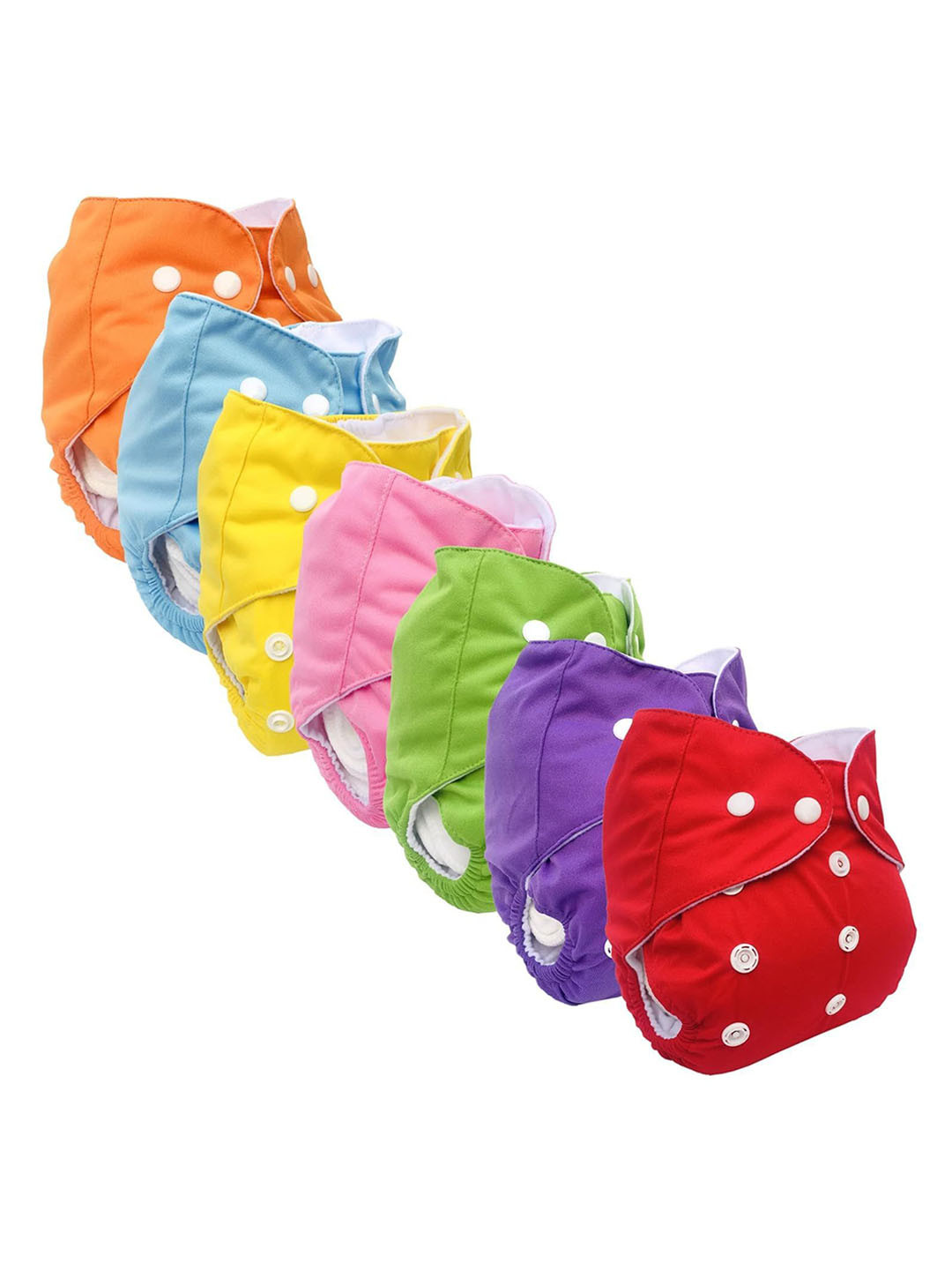 

Kritiu Infants Pack Of 7 Reusable Waterproof Cotton Cloth Diaper, Pink
