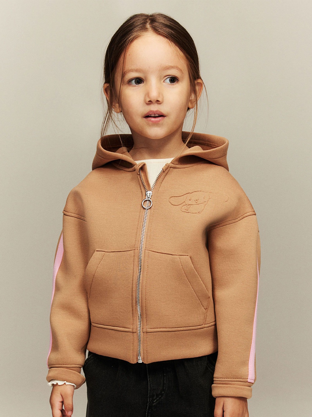 

H&M Scuba Zip-Through Hoodie, Beige