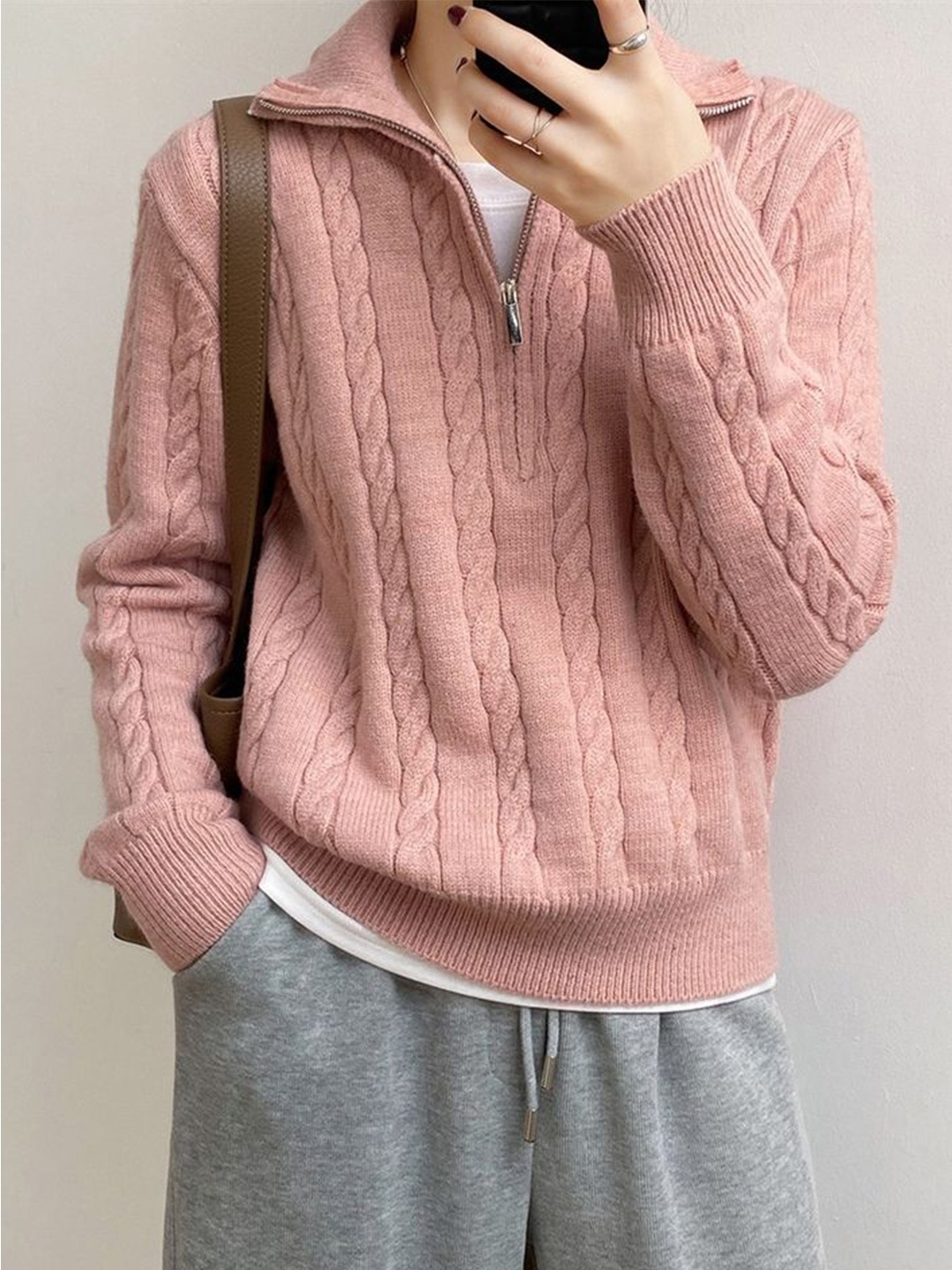 

LULU & SKY Women Cable Knit Pullover Sweater, Pink