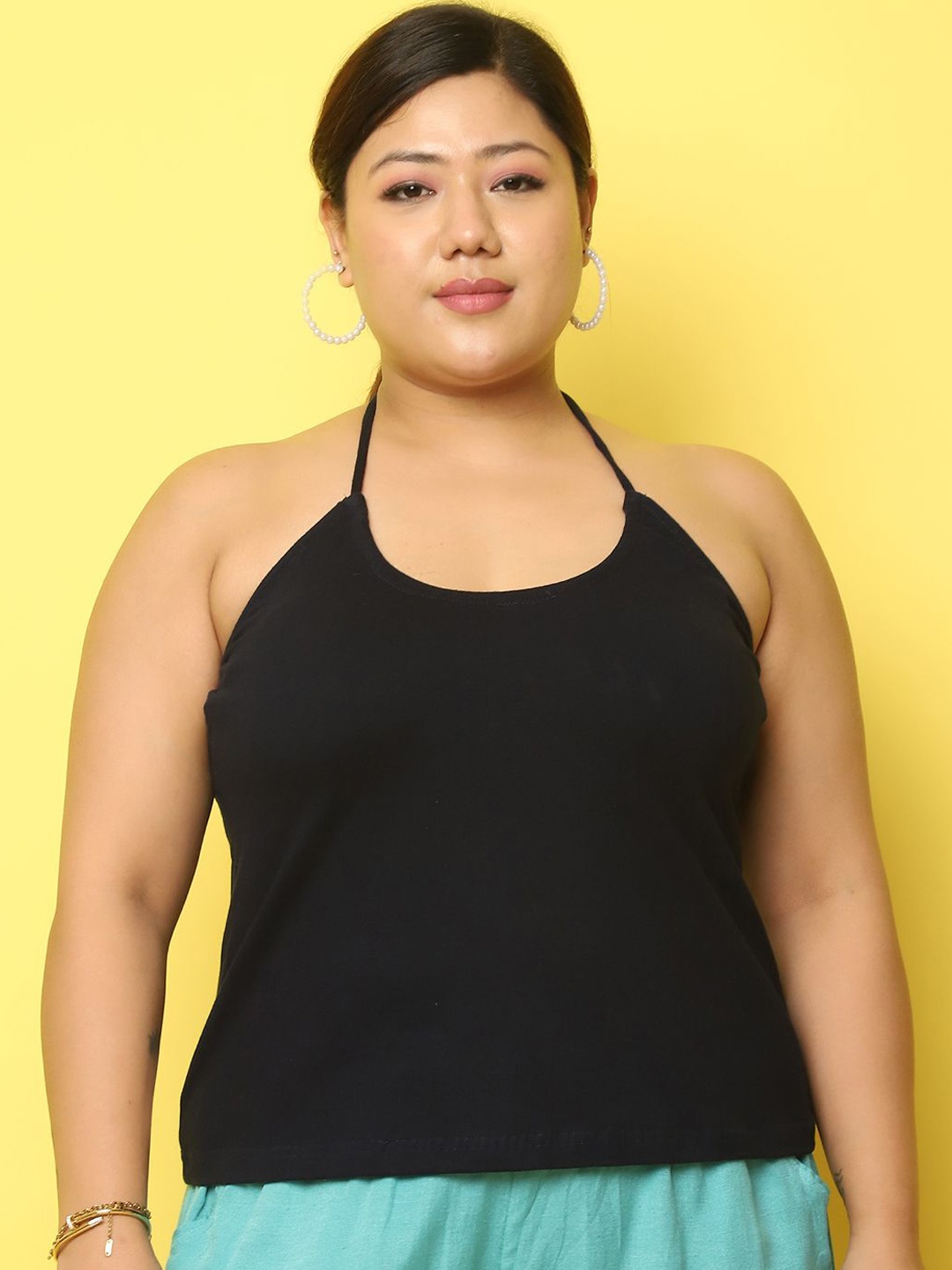 

theRebelinme Plus Size Round Neck Camisoles, Black