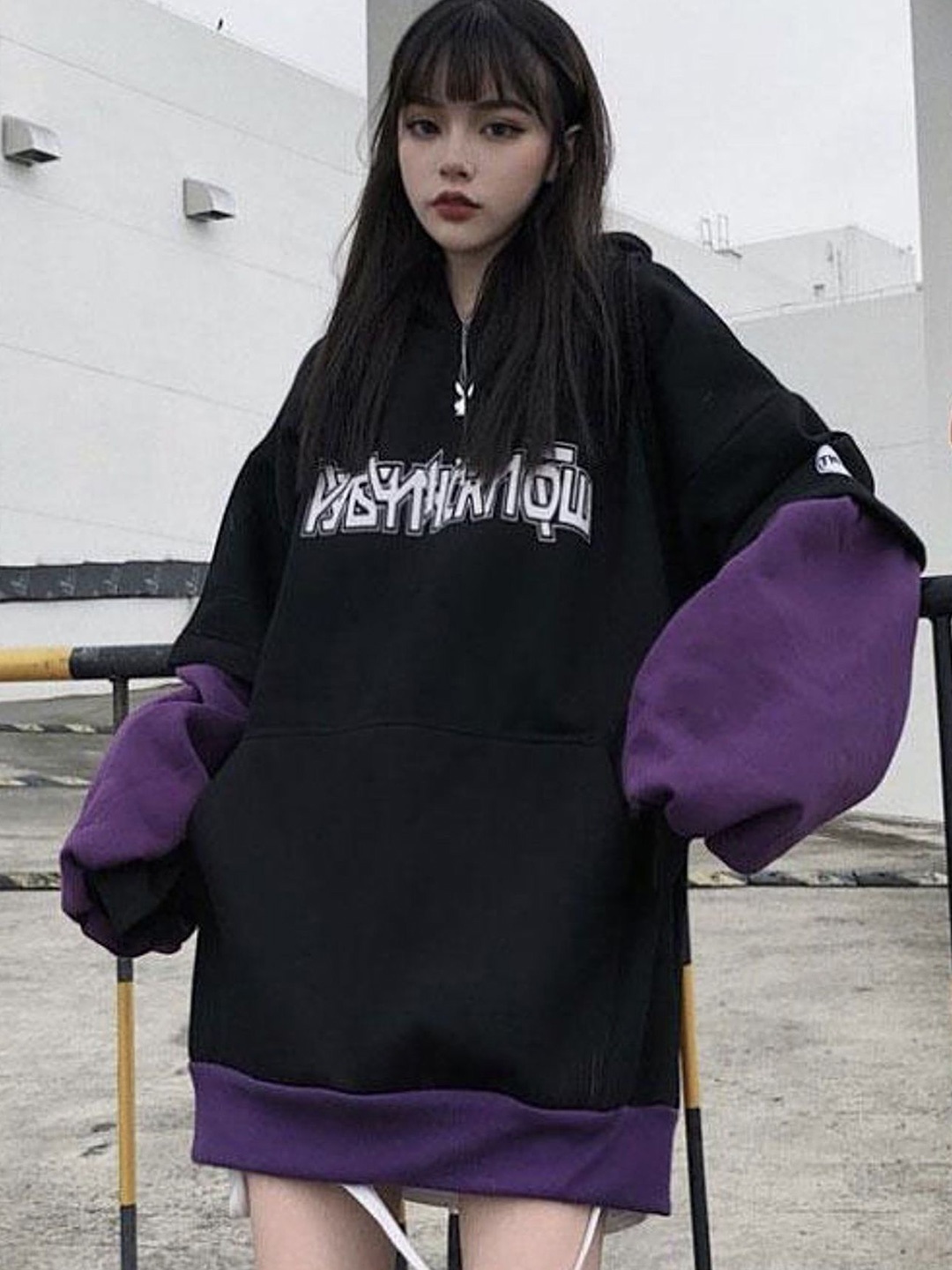 

LULU & SKY Women Printed Oversized Hoodie Sweatshirt, Purple