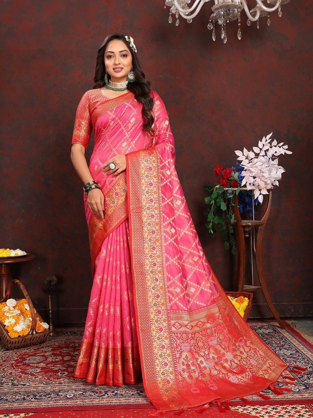 

Anaita Woven Design Zari Banarasi Saree, Pink