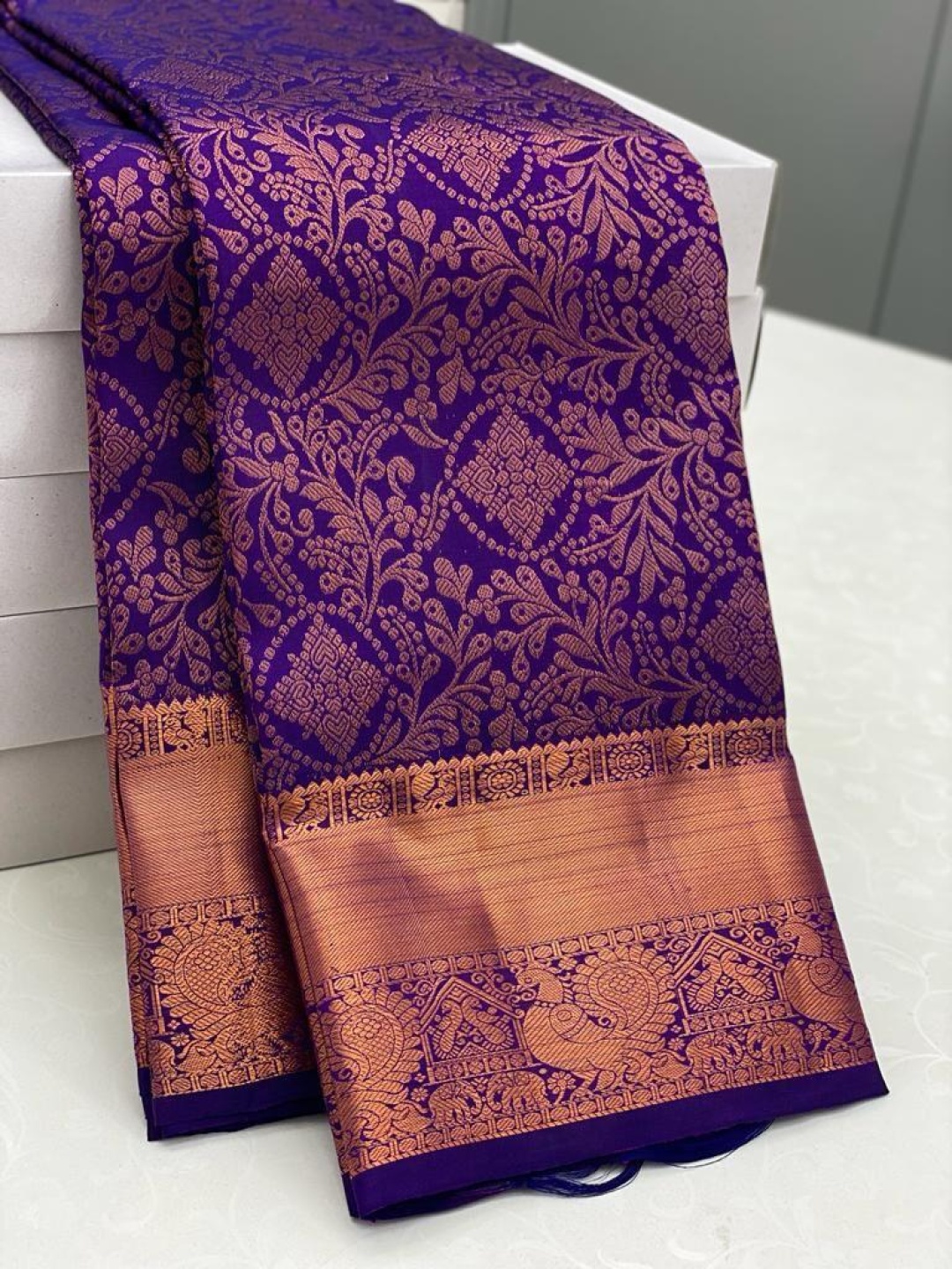 

Visit Wear Woven Design Zari Pure Silk Banarasi Saree, Violet