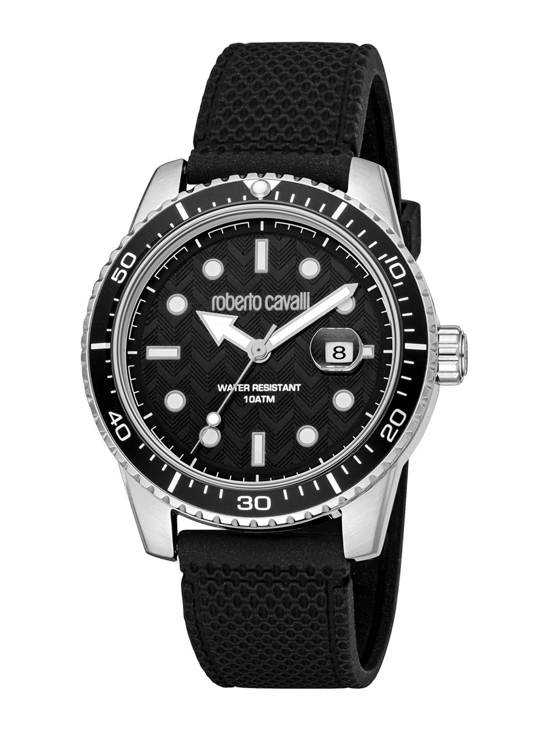

Roberto Cavalli Men Embellished Dial & Straps Analogue Watch RC5G084P0065, Black