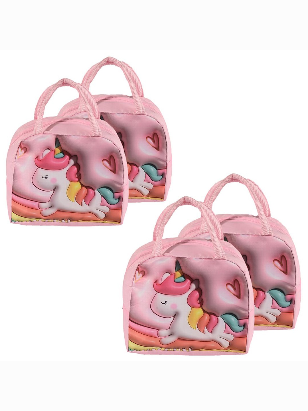 

Kuber Industries Set of 4 Printed Lunch bags, Pink