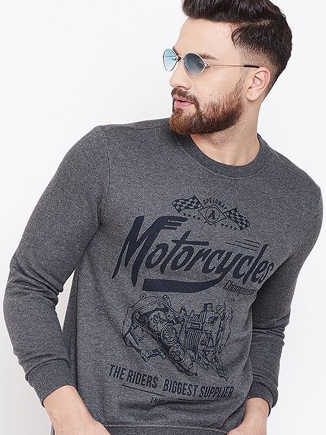 

Austin wood Men Typography Printed Sweatshirt, Charcoal